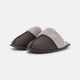 Grey Microsuede Faux Fur Lined Mule Slippers