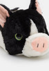 Mens / Older Boys Black & White Pig 3D Novelty Slippers