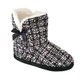 Ladies Black Flecked Tweed Sherpa Lined Slipper Boots