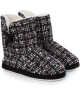 Black Flecked Tweed Sherpa Lined Slipper Boots Black Flecked Tweed Sherpa Lined Slipper Boots