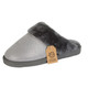 Jo & Joe Ladies Grey Shimmer Fur Collar & Lining Mule Slippers