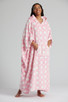 Ladies Pink Spots Plush Flannel Fleece Oversized Longline Poncho