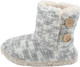 Ladies Grey Marl Knit Button Detail Sherpa Lined Slipper Boots 