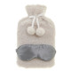 Cream Boucle Hot Water Bottle & Satin Eye Mask Set