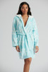 Ice Blue Snowflake Fleece Hooded Bath Robe