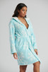 Ice Blue Snowflake Fleece Hooded Bath Robe