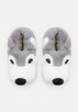Grey Husky / Wolf Faux Fur 3D Novelty Slippers