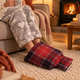 Red & Navy Tartan Fleece Hot Water Bottle Foot Warmer