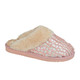 Glamour Pink Fur Mesh Sparkle Mule Slippers