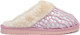 Glamour Pink Fur Mesh Sparkle Mule Slippers