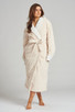 Vanilla Geometric Fleece Maxi Hooded Robe 