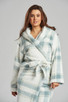 Blue Check Well Soft Fleece Hooded Bath Robe