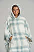 Well Soft Blue Check Fleece Oversize Poncho