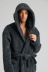 Charcoal Luxury Teddy Fleece Hooded Robe