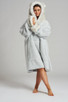 Grey Tipped Fleece Fur Hood Snuggle Hoody