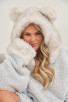 Grey Tipped Fleece Fur Hood Snuggle Hoody