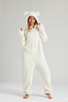 Cream Teddy Ears Borg Fleece Hooded Onesie