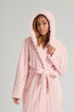 Rose Cable Cut Borg Fleece Hooded Bath Robe