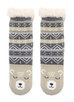 Grey Nordic Bear Sherpa Lined Slipper Socks