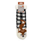 Black & White Check Fox Sherpa Lined Slipper Socks