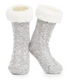 Grey Cable Knit Sherpa Lined Slipper Socks