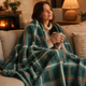 Windsor Green Tartan Flannel Fleece Throw 120x150cm