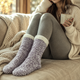 Purple Melange Feather Yarn Slipper Socks