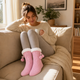 Pink Ribbed Lurex Knit Pompom Slipper Socks