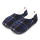 Blue Check Fleece Soft Sole Footsie Slippers Blue Check Fleece Soft Sole Footsie Slippers