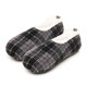 Grey Check Fleece Soft Sole Footsie Slippers Grey Check Fleece Soft Sole Footsie Slippers