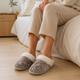 Grey Faux Fur Bronze Foil Heart Mule Slippers