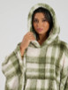 Green Check Chunky Sherpa Oversize Poncho