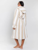 Mink & White Stripe Sherpa Fleece Hooded Midaxi Robe