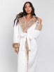 White Leopard Faux Fur Trim Hooded Maxi Robe