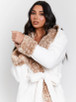 White Leopard Faux Fur Trim Hooded Maxi Robe