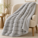 Silver Grey Luxury Ribbed Faux Fur Throw 120x150cm