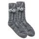 Kids Grey Sparkle Sherpa Lined Pompom Slipper Socks