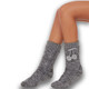 Kids Grey Sparkle Sherpa Lined Pompom Slipper Socks
