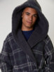 Grey Check Sherpa Fleece Hooded Robe