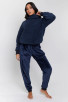 Navy Blue Borg Snood Top & Velour Joggers Twosie