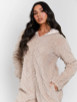 Taupe Cable Cut Fleece Fur Lined Hood Onesie