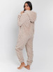Taupe Cable Cut Fleece Fur Lined Hood Onesie
