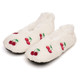 Cherries Cream Borg Fleece Soft Sole Footsie Slipper