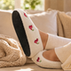 Cherries Cream Borg Fleece Soft Sole Footsie Slippers