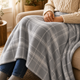 Grey Highland Tartan Flannel Fleece Throw