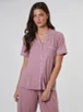 Loungeable Slumber Dusky Pink Rib Jersey Long Pyjama Set