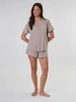 Loungeable Doze Oatmeal Rib Jersey Short Pyjama Set