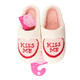 Kiss Me Lovehearts Cream Borg Mule Slippers