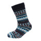Black & Blue Aztec Knit Chunky Slipper Socks