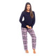 Navy Jersey Top & Lilac Check Bottoms Pyjamas
